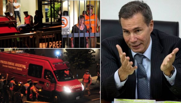 El cuerpo de Nisman saliendo en una morguera del departamento de Puerto Madero, y la fiscal Fein dando algunos detalles del caso.