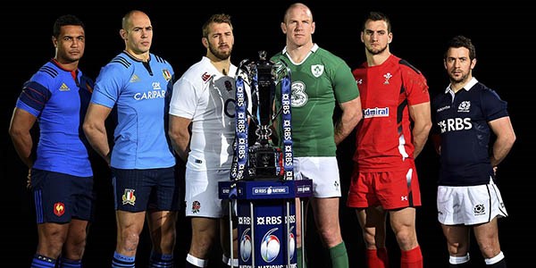 Los seis capitanes de las selecciones participantes en el lanzamiento del histórico certamen de rugby.