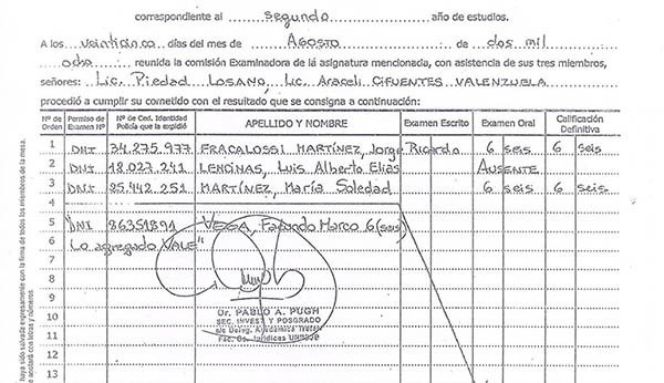Una de las actas que habrían sido adulteradas