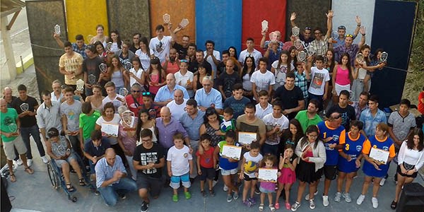 Postal de todos los deportistas destacados de Puerto Madryn, en la Fiesta del Deporte del miércoles pasado.
