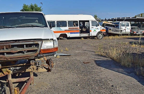 Abandono. Una postal de los vehículos oficiales que quedaron entre las matas y sin ningún arreglo. 