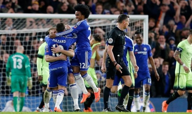El Chelsea goleó al Mancheter City por 5 a 1 y se metió en cuartos de final de la FA Cup.