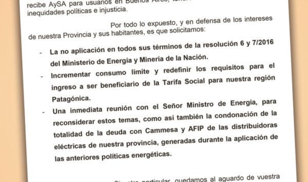 Facsímil del escrito que se presentará ante autoridades de Nación.