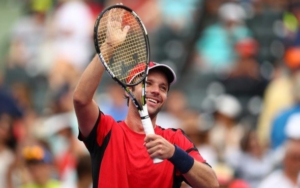 La alegría de Zeballos tras su victoria frente a Del Potro en el Masters 1000 de Miami.