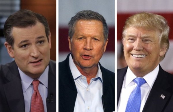 Tres de un par perfecto. Cruz, Kasich (centro) y el magnate inmobiliario.