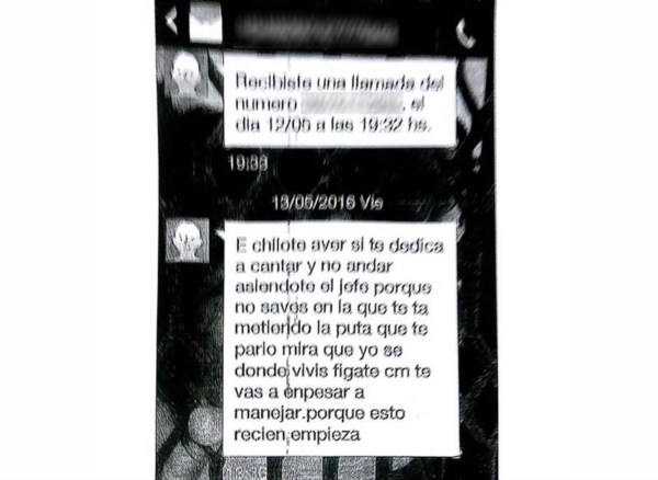 Evidencia. Una postal del mensaje que generó la denuncia penal. 