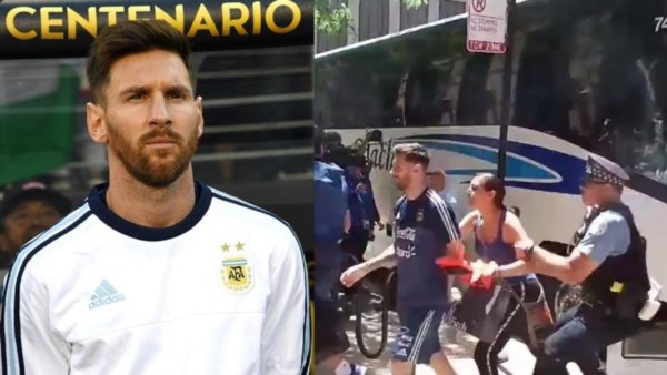 Una mexicana se abalanza sobre Messi e interviene la policía.