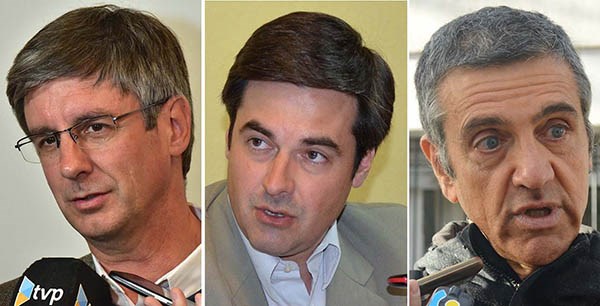 Trío revuelto. Desde la izquierda, el intendente Ongarato y los ediles Pasquini y Romano, los protagonistas.