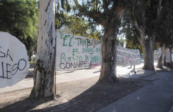 Protesta. El grupo insiste con volver a trabajar y para lograrlo se instalaron en plena vía pública. 