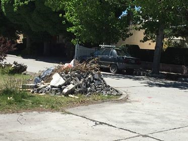 Escombros y restos de poda permanecen tirados en la rotonda