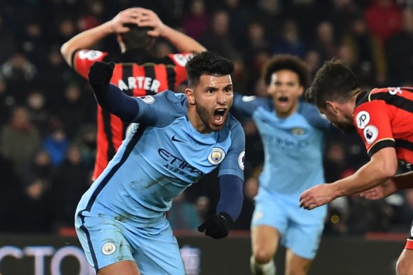 El "Kun" Agüero anotó el segundo gol del City que le ganó de visitante a Bournemouth.