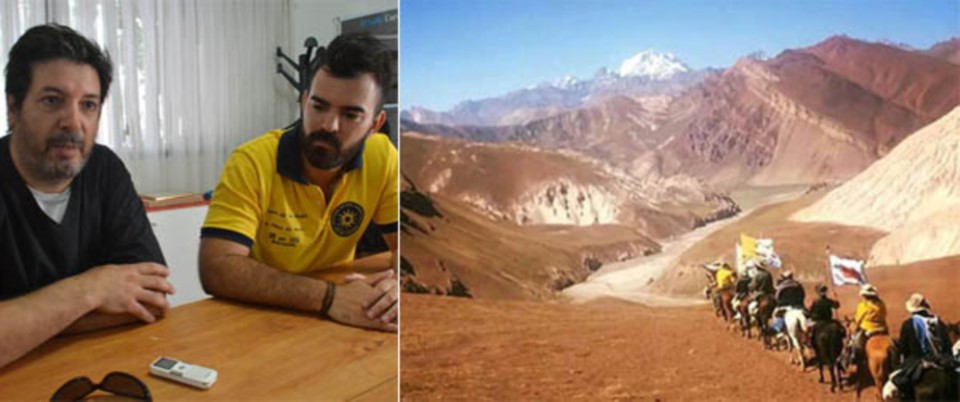 Diego Girandi y Brian Di Lucca, trelewenses que cruzaron Los Andes. La recreación del Cruce de los Andes se realizó a 200 años de la misión a cargo del general San Martín.