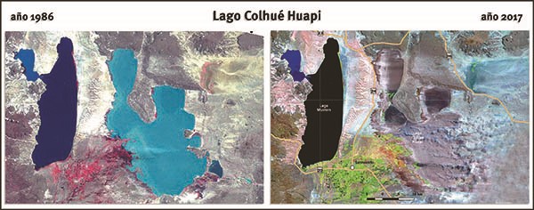 Antagónicas. La imagen del lago a máximo nivel en 1986 y cómo desapareció este año.
