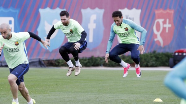 Entrenamiento en el campo Tito Vilanova del "Barsa", con el regreso de Luis Su+arez, Messi y Neymar. 