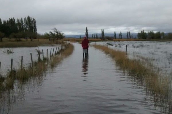 Inundados. Una postal de Sarmiento, donde el agua dañó severamente varias producciones. 