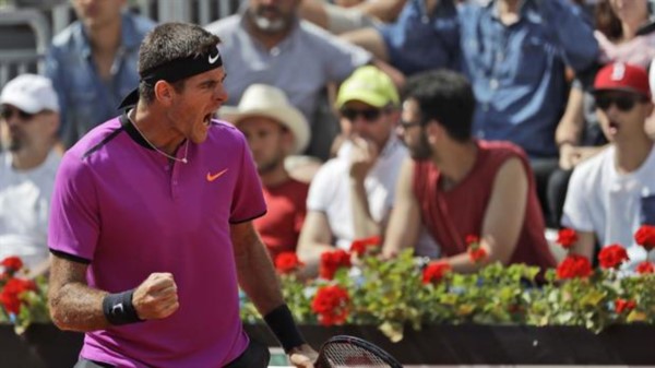 Del Potro fulminó a Nishikori en Roma y será cabeza de serie en Roland Garros.