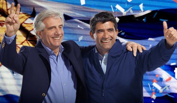 Tabaré Vázquez y Raúl Sendic en los tiempos de la campaña.