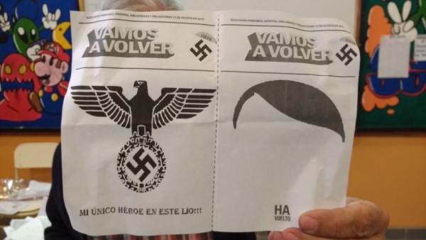 El panfleto derivó en voto anulado y fue remitido a las autoridades electorales (foto Ortiz/@RaulCarello)