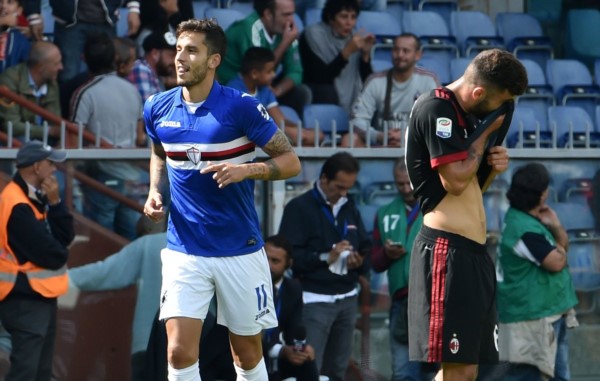 "Ricky" Álvarez marcó un tanto en la victoria de la Sampdoria ante Milan.