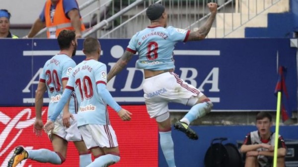 Pablo Hernández jugó 74' y anotó un gol a los 38' en el triunfo de Celta 4-0 sobre Eibar.