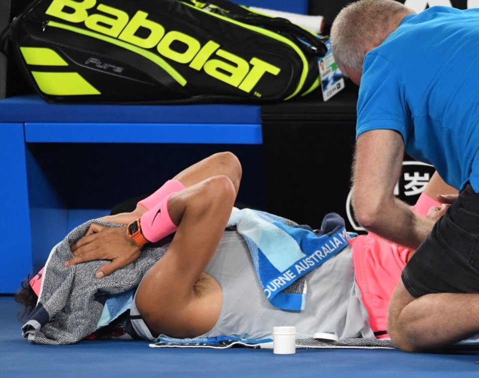 Nadal se ha retirado en medio de un partido por octava vez en toda su carrera profesional (1.063 partidos disputados en total).