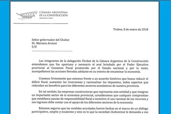 Pronunciamiento de la Cámara de la Construcción.
