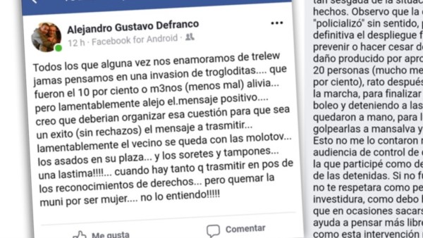 “Trogloditas”. El camarista y su particular punto de vista en Facebook. “Gorra”. La respuesta del exdefensor general en la misma red social.