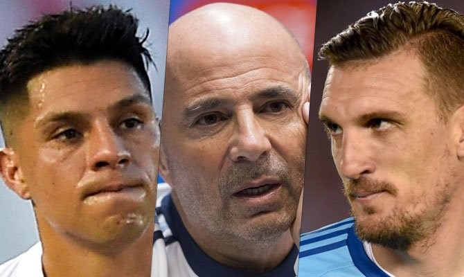 Cerca de una hora duró la reunión de Jorge Sampaoli con Enzo Perez y Franco Armani en el predio de Ezeiza.