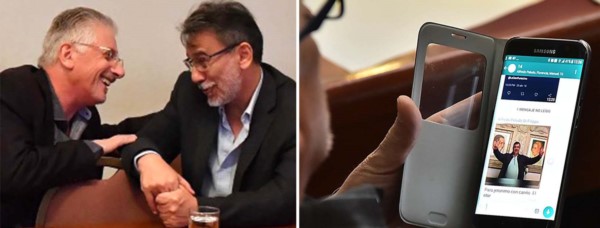 Postales. Jerónimo García muy sonriente con su colega Eduardo Conde en Fontana 50, y recibiendo un mensaje con González de protagonista. 