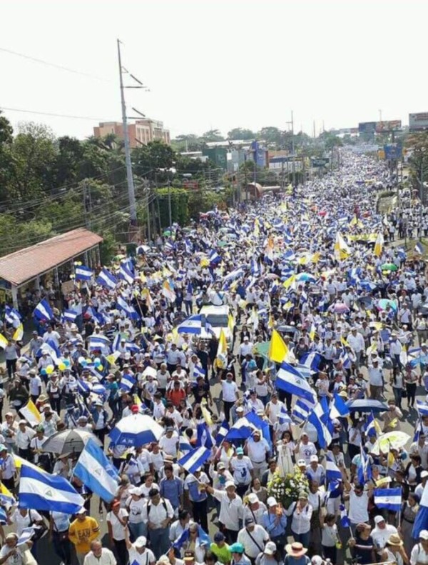 Imagen aérea de una marcha reciente pero en contra del presidente Daniel Ortega.