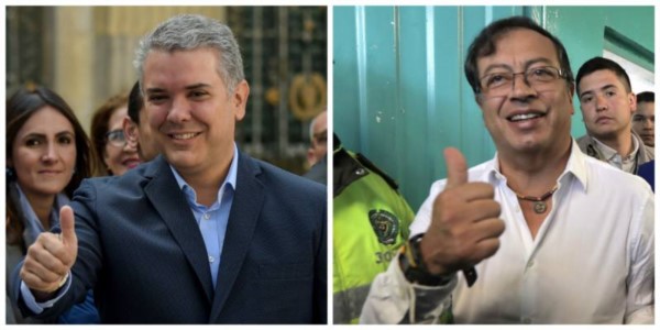 Mano a mano. El derechista Iván Duque ( a la izquierda de la imagen) y Gustavo Petro.