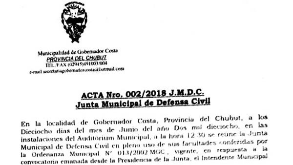 El comunicado emitido por la Junta Municipal de Defensa Civil.