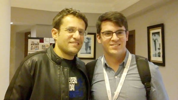 Eugenio Crespo junto al Gran Maestro armenio Levon Aronian.