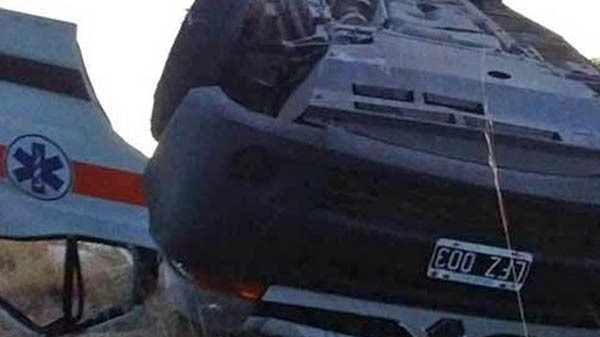 El vuelco de la ambulancia se produjo durante la madrugada de ayer.