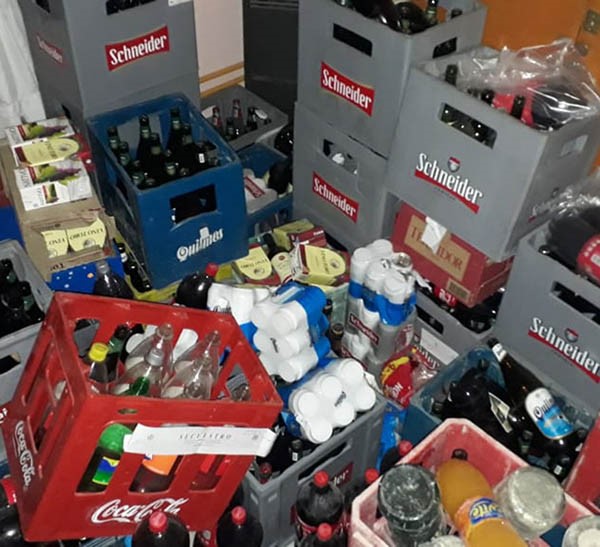 Alcohol. Los más de mil litros fueron en su mayoría en vino y cervezas.