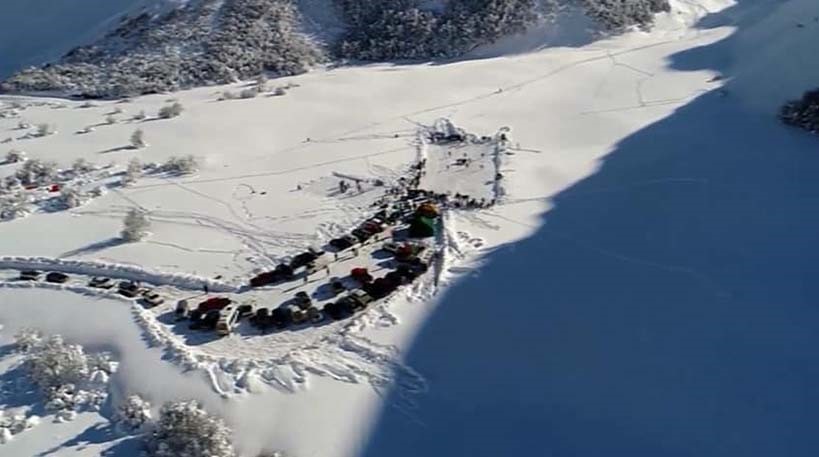 Fotografía con un dron del lugar donde se juega en Seven de Coyahique.