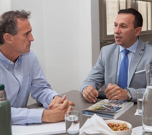 El intendente Maderna junto al ministro de Infraestructura Katopodis.