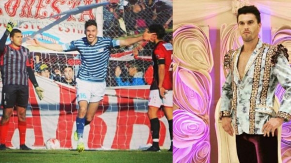 Del verde césped a las tablas. Covalshi y dos imágenes que podrían definirlo, como jugador de fútbol y como modelo publicitario.