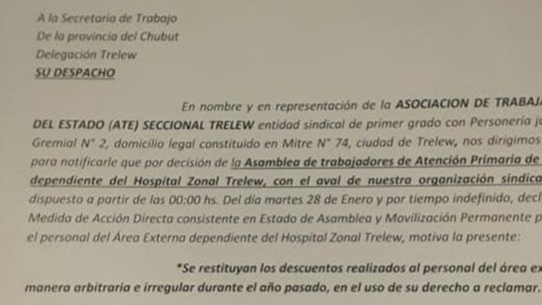 La notificación por parte del gremio por incumplientos del Gobierno.