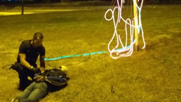 El individuo de 35 años fue atrapado cuando dañaba el árbol de luz.