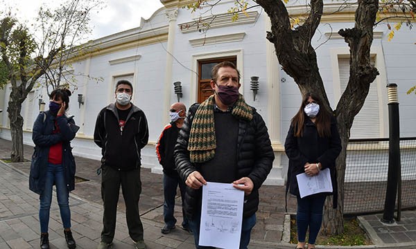 Santiago Goodman, uno de los referentes de la MUS, que convocó a la caravana en reclamo de los sueldos.