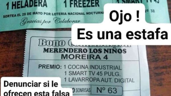 La rifa falsa. Alertan a la sociedad y piden denunciar a los estafadores.