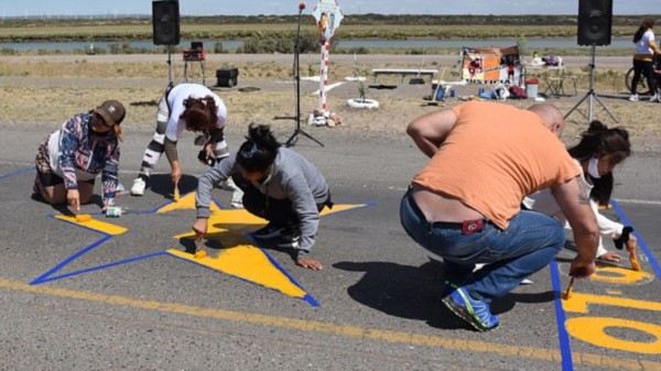 La Estrella Amarilla en homenaje a Ronald Guerra fue ayer pintada sobre la avenida Marcelino GOnzález.