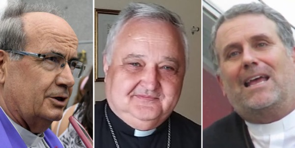 Curas. Desde la izquierda, Lahoz, Slaby y Pío Álvarez, los obispos que recibieron respuesta del gobernador. 
