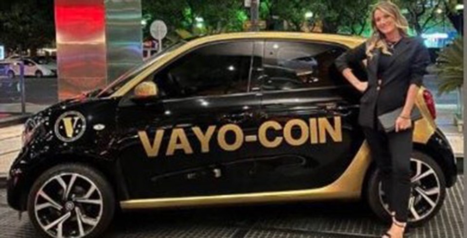 La mediática Mica Viciconte promocionando a Vayo Coin, otro emprendimiento que también es investigado.