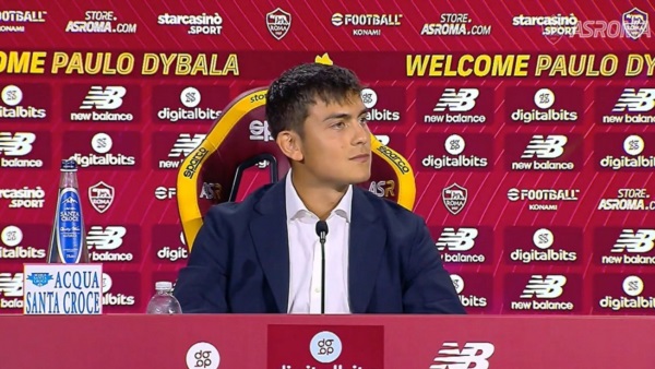 Paulo Dybala tuvo su primera conferencia de prensa como jugador de la Roma.