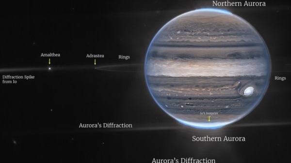 El gigante de sistema solar y alguna de sus lunas captadas por el prodigioso telescopio.