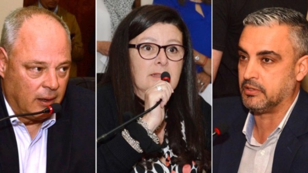 Trío. Desde la izquierda, Gusella, Marín y Vega, protagonistas de un duro cruce político en la capital.