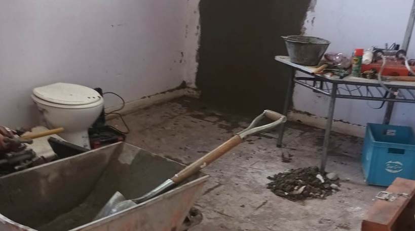 En obra. Una postal de los trabajos de la Delegación con plata propia.