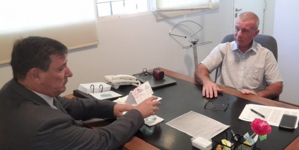 Darío James se reunió con el subsecretario del Ministerio de Seguridad del Chubut, Rubén Becerra.